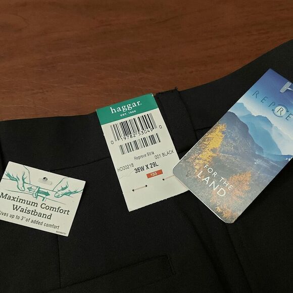 Haggar Repreve Stria Dress Pants Black Classic Fit Men's Size 36 x 29 - Picture 4 of 6